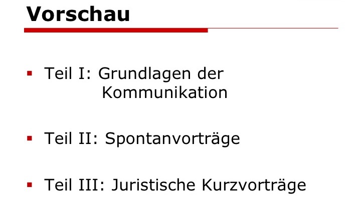 Rhetorik für Jurist/innen - Präsentation mit Videofeedback